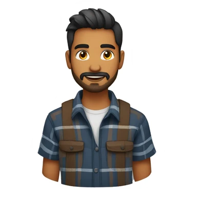 indian young guy with stubble beard in goatee wearing a flannel sticker
