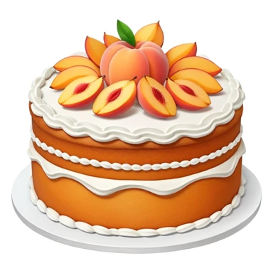 An aesthetic peach cake 🍑, with white decorations and peach pieces. sticker