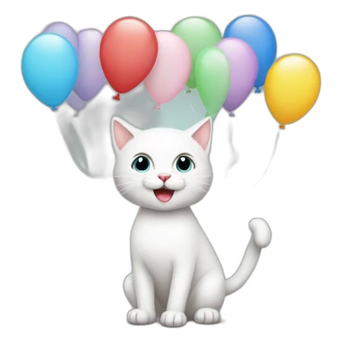 white-cat-Celebrating-balloons  sticker