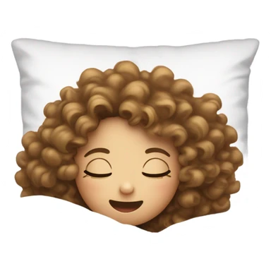 Light skin Curly hair girl sleeping on white pillow in bed with white sheets with mouth open  sticker