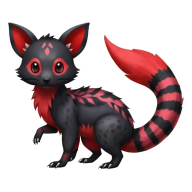 Rare exotic realistic cute epic aesthetic gothic colorful Salandit-Eevee-Civet-species-Fakemon-hybrid-creature, with markings, full body sticker