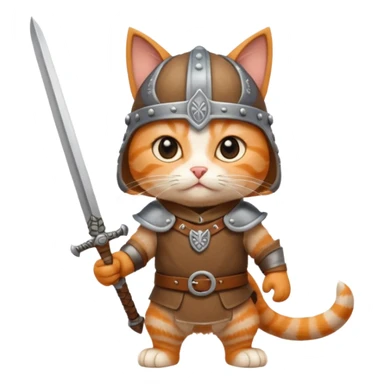 Viking Cat in viking hat holding tiny sword sticker