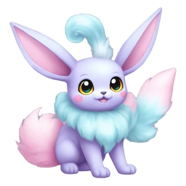 Kawaii Pastel Cotton-Candy-Colored Eeveelution-Cute-Bunny-Pokémon-fusion full body sticker