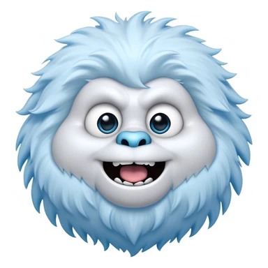 Cinematic Comical Yeti Portrait Emoji, with a cartoonishly exaggerated, fluffy figure in cool, frosty whites and icy blues, head tilted in an overly surprised expression with wide, comically sparkling eyes and a quirky, open-mouthed grin, simplified yet hilariously detailed, glowing with a soft frosty outline capturing the meme-worthy fun of a yeti in playful shock! sticker