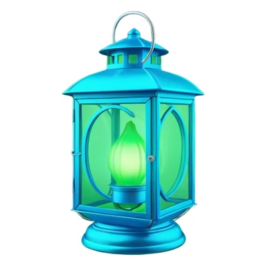 3D render of Lantern Fruit, bioluminescent deep sea style, glowing neon blue and green lights, dark background to contrast the glow, translucent organic textures. sticker