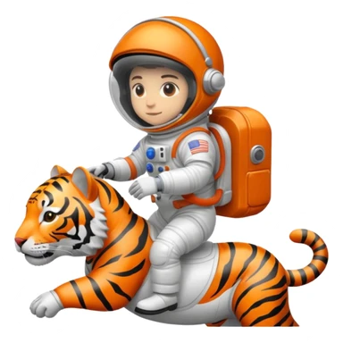 closed helmet astronaut riding tiger sticker
