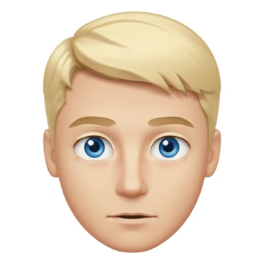 The guy has light blond hair, blue eyes, an expressive face, wide blond eyebrows sticker
