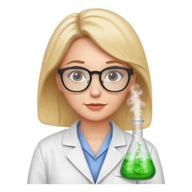 a white woman scientist wearing glasses sticker