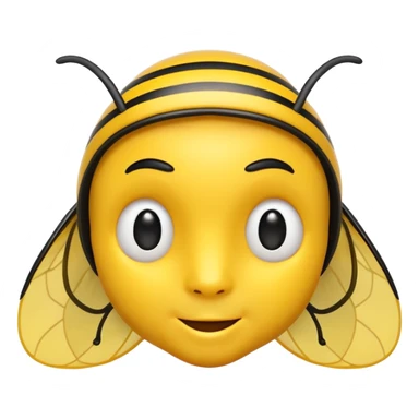 Convert this into a cute emoji-style bee with a human male face. Use bold outlines, bright colors, smooth shading, and a clean glossy sticker look. Transparent or white background. sticker