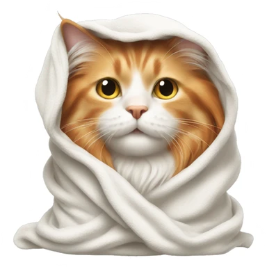 Long haired orange and white cat in a towel sticker
