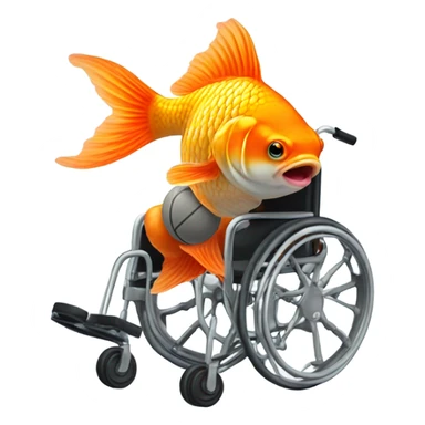 Goldfish in wheelchair with a basketball  sticker