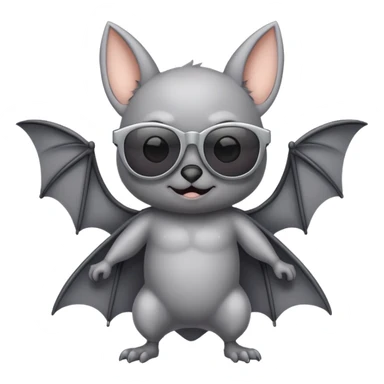 cute gray pastel bat with sunglasses, full body sticker
