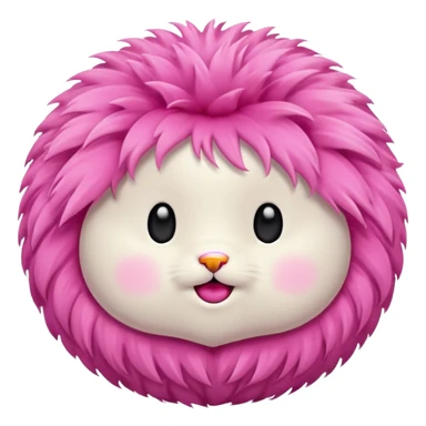 super realistic pink fur pom pom sticker