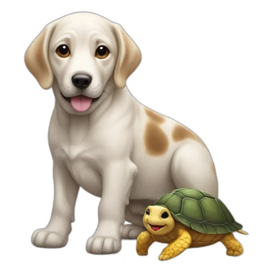 un chien avec une tortue sticker