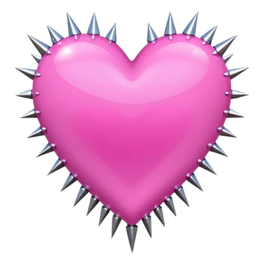 pink glittery heart with chrome spikes sticker