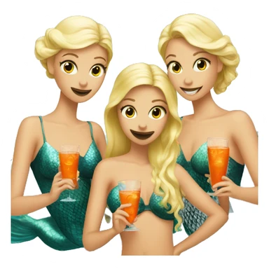 Three blond mermaids drinking aperol sticker