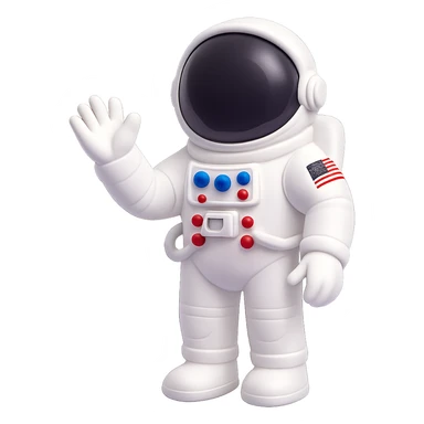 Make the cute astronaut wave, in 3D emoji style, with no background. sticker