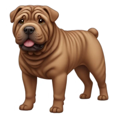 Chocolate shar-pei dog, full body sticker
