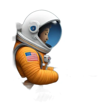 Astronaut writes on a computer sticker