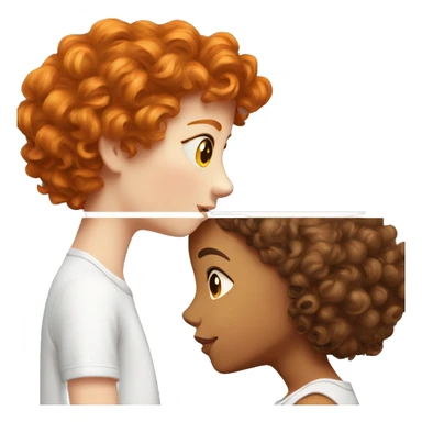 Ginger girl and brunette curly hair girl kissing sticker