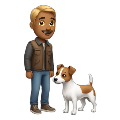 Man with jack russell terrier dog sticker