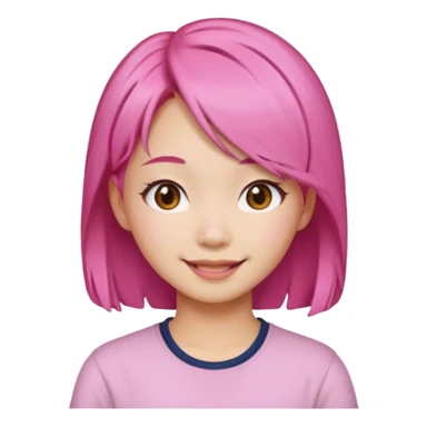 asian emoji girl  face with pink hair  sticker