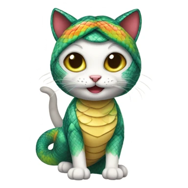 cute cat in a cute snake costume sticker