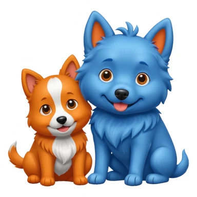 Blue dog with a orange dog sticker