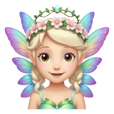 A tiny pastel fairy with glowing wings and a sweet smile and tiny flower crown
 sticker