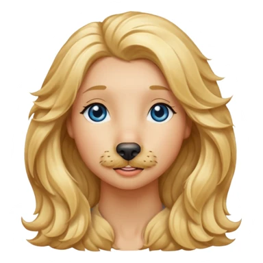 Long, straight, blonde hair, blue eyed woman.   Wavy, blonde goldendoodle sticker
