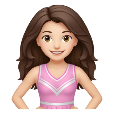 happy long haired brunette girl hazel eyes in light pink cheerleader outfit sticker