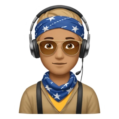 man with shades, headphones and bandana sticker