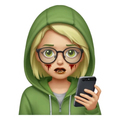 Zumbie emoji iphone girl green and glasses sticker