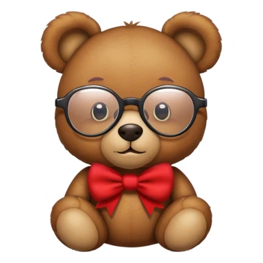 Teddy bear with a bow and big glasses sticker