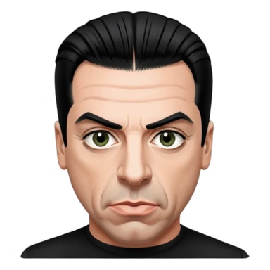 Till Lindemann, charismatic rockstar vibe, black shirt, intense eyes sticker