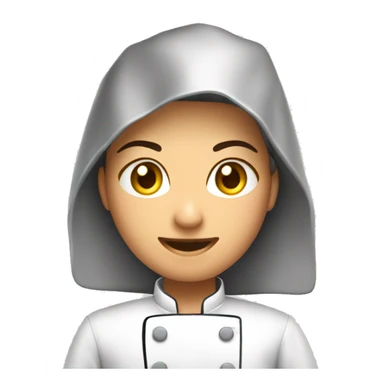 Cozinheira com uniforme de cozinheira de manga curta segurando uma panela sticker