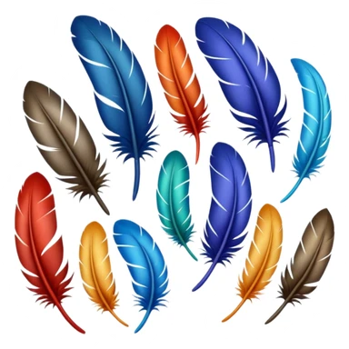 Different colored feathers different sizes upside down right side up curled straight floating ￼ sticker