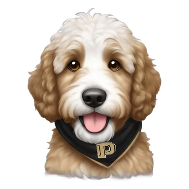 Bernedoodle with Purdue university scarf sticker