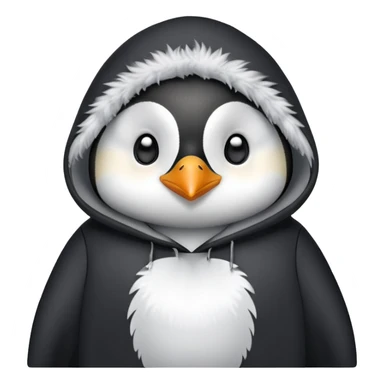 Penguin wearing a black hoodie  sticker