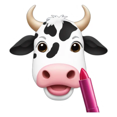 Cow using lipstick sticker
