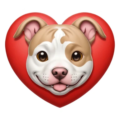 happy pit bull face inside a heart sticker