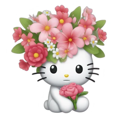 Hello kitty with a bouquet  sticker