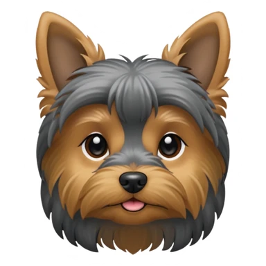 Yorkie with lowered down ears, mostly dark and grey, small sticker