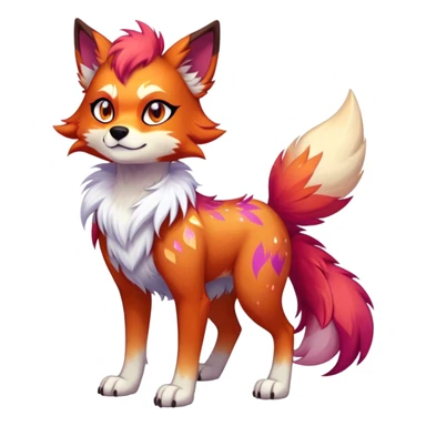 Vibrant edgy badass Falvie-Fionbri-creature-sparkle-canine-fursona, full body, with random markings sticker