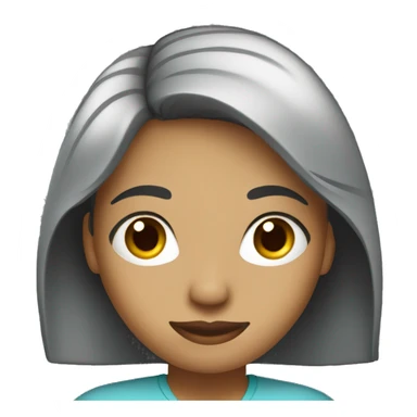 woman with computer straight black, medium-length hair sticker