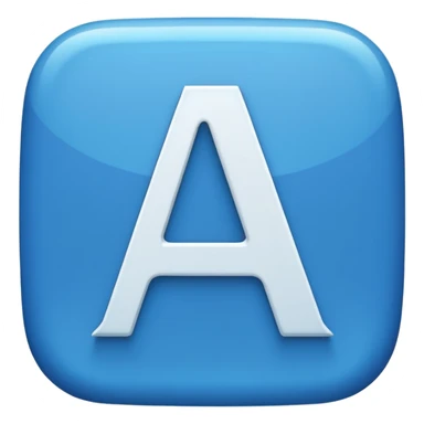 The image is a blue icon with the letter "A" in the center. The letter is in a bold, sans-serif font and is slightly tilted to the right. Below the letter, there is a smaller text that reads "10.9". The background is white and the icon is simple and minimalistic. sticker