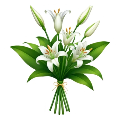 bouquet White Lily, luxuriant, stem, leaf, bud sticker