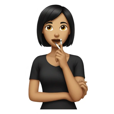 a girl with black hair holding a cigarette  sticker