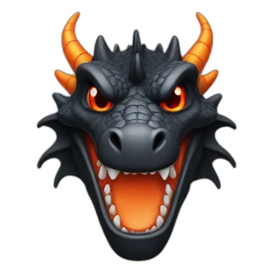 Black dragon with red teeth and orange eyes sticker