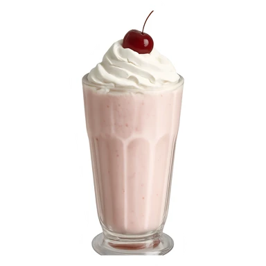 Remove the background and keep only the realistic glass of milkshake with whipped cream and cherry with a transparent background in photorealistic style. sticker